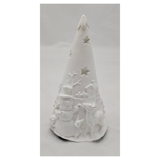 Tanne massiv, aus Raysin gegossen mit winterlichem Relief.