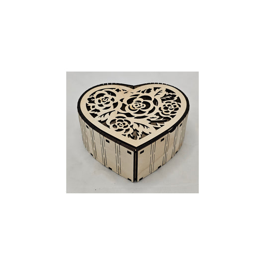 Holzdose Herz "Rosen" oder Holzdose Herz "Baum", aus 3mm Lindenholz gelasert
