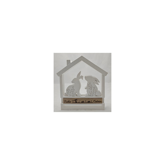 Haus "frohe Ostern" mit zwei entzückenden Hasen aus Raysin