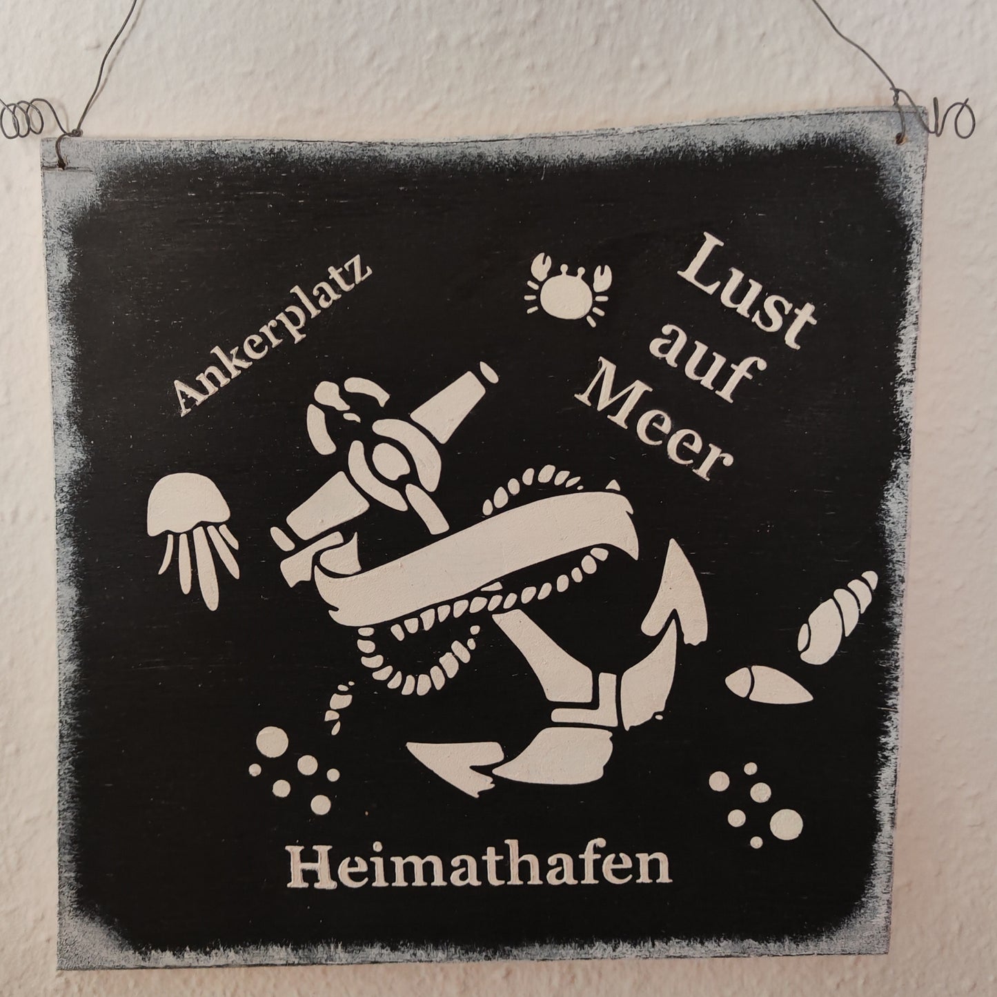 Holzschild, geschliffen, bemalt, gespachtelt, Sommer, Garten oder Pooldeko
