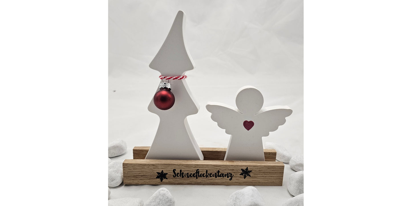 Geschenk Set "Schneeflockentanz", aus Raysin gegossen im Klötzchenständer.