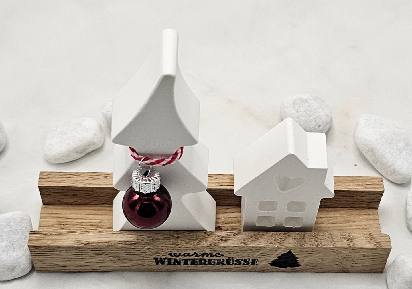 Geschenk Set "warme Wintergüße", aus Raysin gegossen im Klötzchenständer.