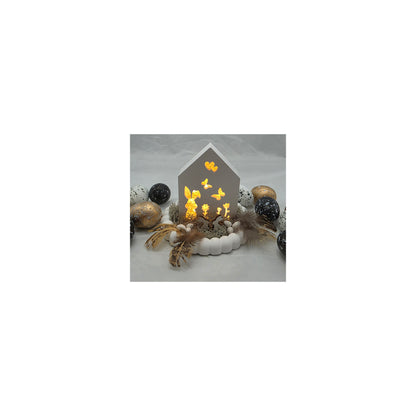 Geschenkset aus Raysin, Hasenhaus, Ei und Hase beleuchtet