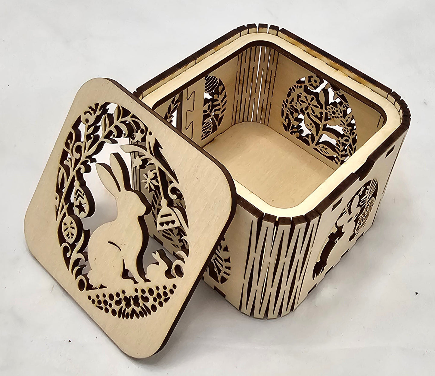 Holzdose Ostern "Hase" oder "Vogel", aus 3mm Lindenholz gelasert