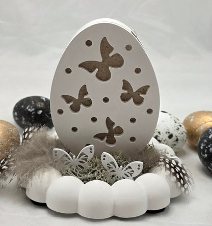 Geschenkset aus Raysin, Hasenhaus, Ei und Hase beleuchtet