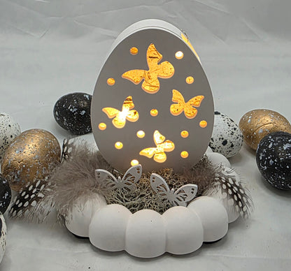 Geschenkset aus Raysin, Hasenhaus, Ei und Hase beleuchtet