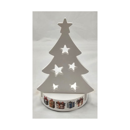 Deko Teelichthalter mit Tanne, aus Raysin gegossen.