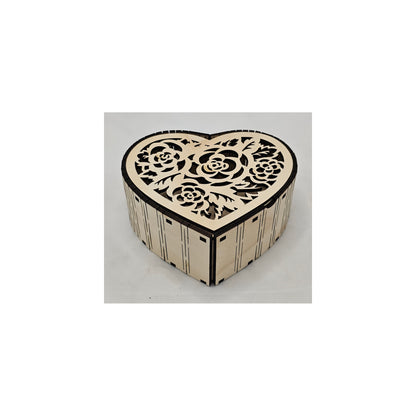 Holzdose Herz "Rosen" oder Holzdose Herz "Baum", aus 3mm Lindenholz gelasert