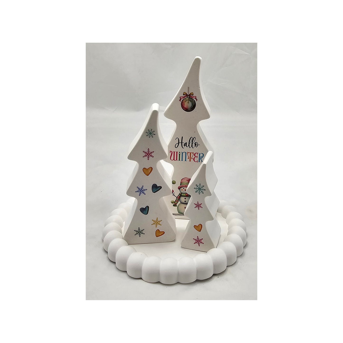 Deko Tannen auf Teller, Geschenkset "Hallo Winter" , aus Raysin gegossen.
