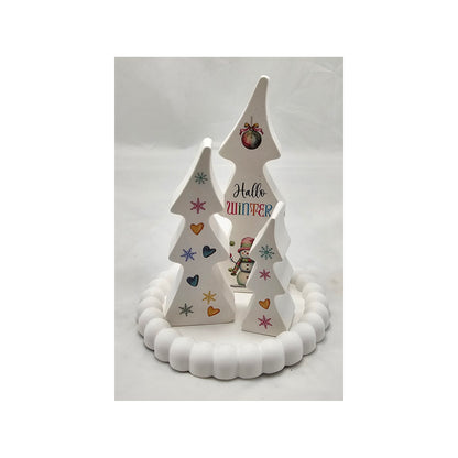 Deko Tannen auf Teller, Geschenkset "Hallo Winter" , aus Raysin gegossen.
