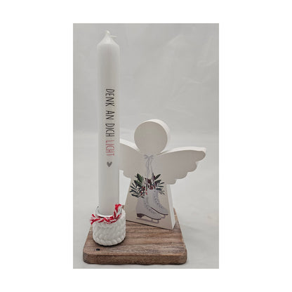Deko Set "Engel" mit Stabkerzenhalter, incl. Kerze.