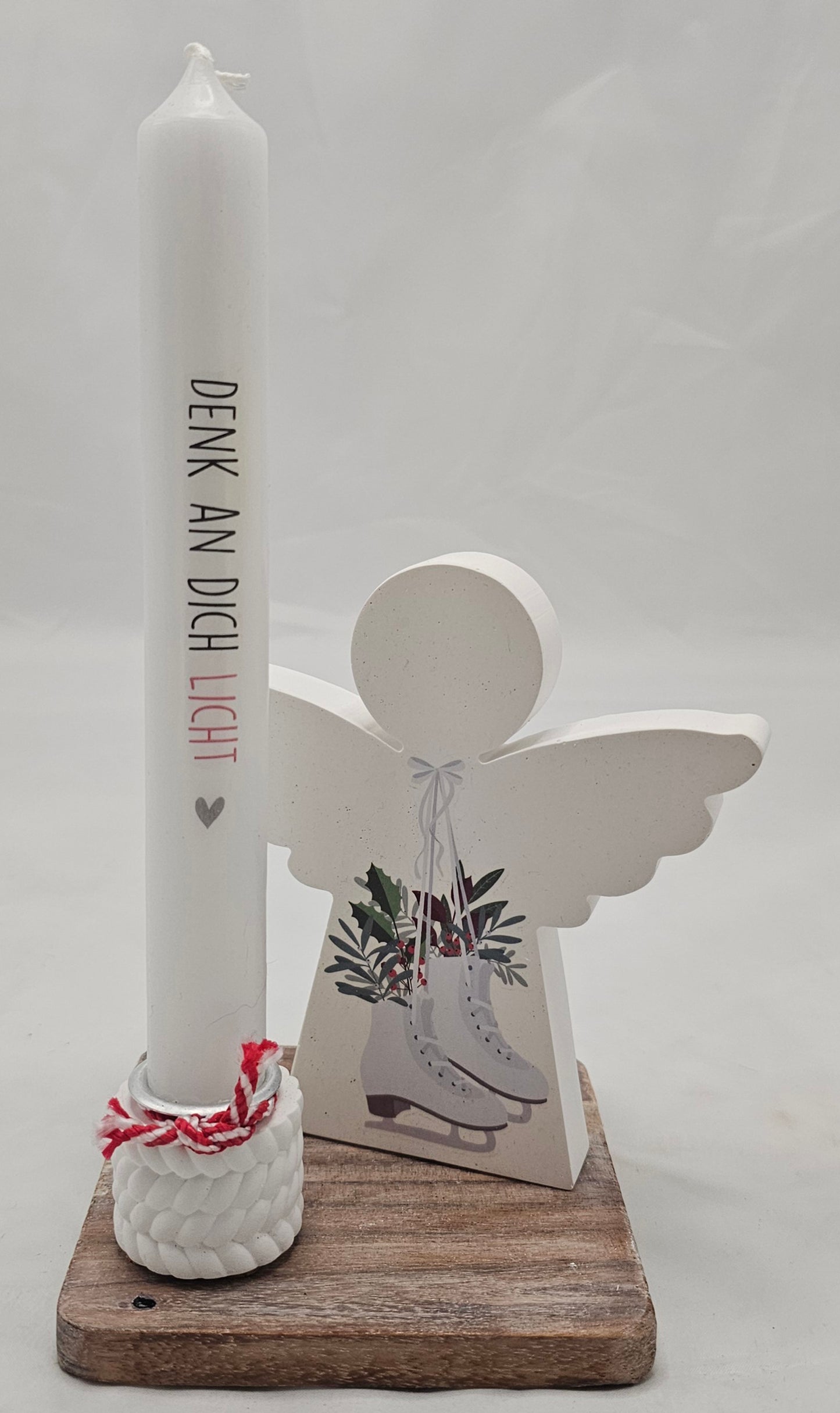 Deko Set "Engel" mit Stabkerzenhalter, incl. Kerze.