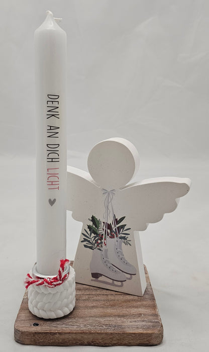 Deko Set "Engel" mit Stabkerzenhalter, incl. Kerze.