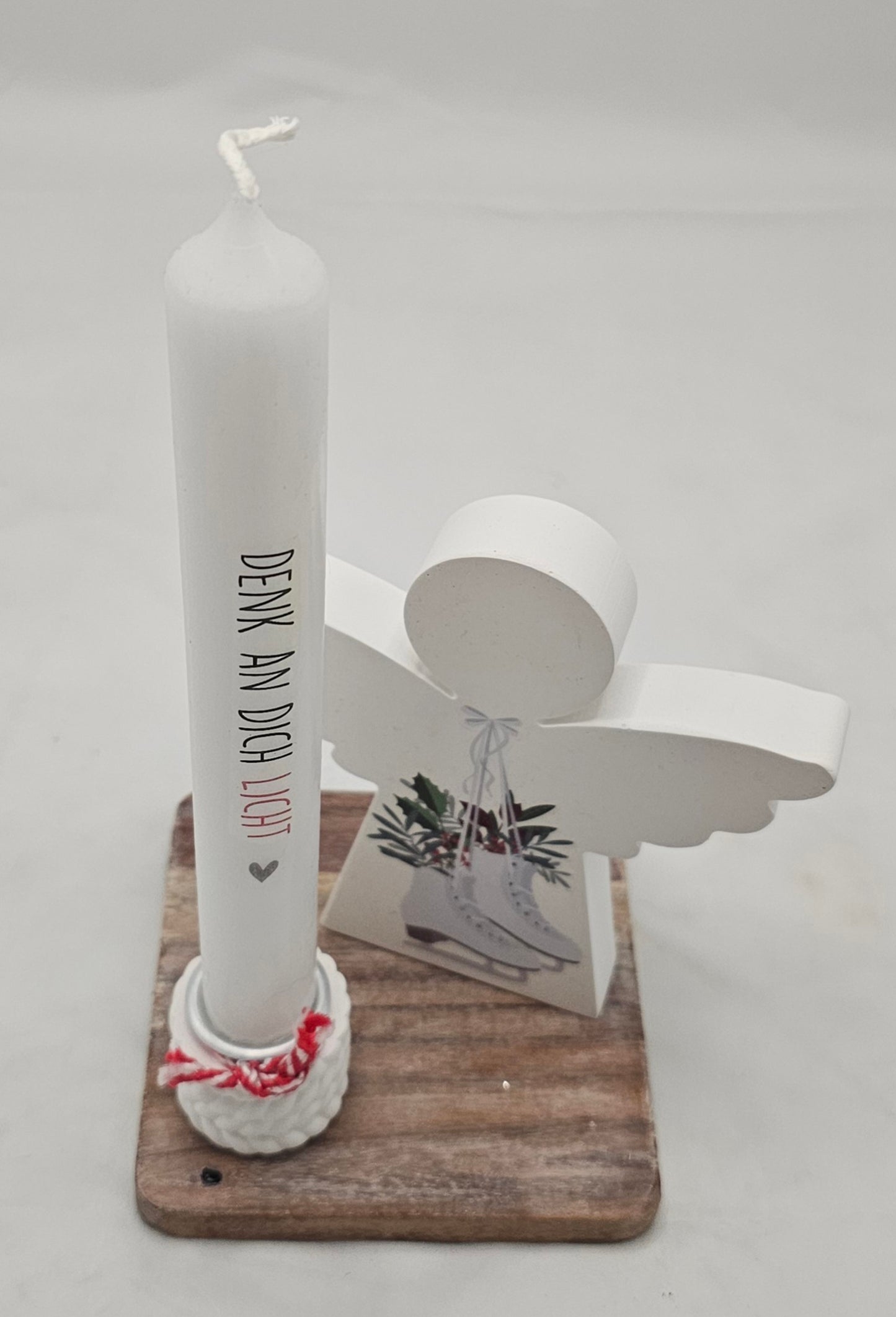 Deko Set "Engel" mit Stabkerzenhalter, incl. Kerze.