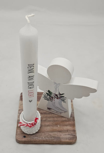 Deko Set "Engel" mit Stabkerzenhalter, incl. Kerze.