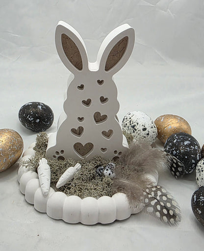 Geschenkset aus Raysin, Hasenhaus, Ei und Hase beleuchtet