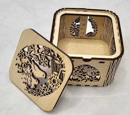 Holzdose Ostern "Hase" oder "Vogel", aus 3mm Lindenholz gelasert