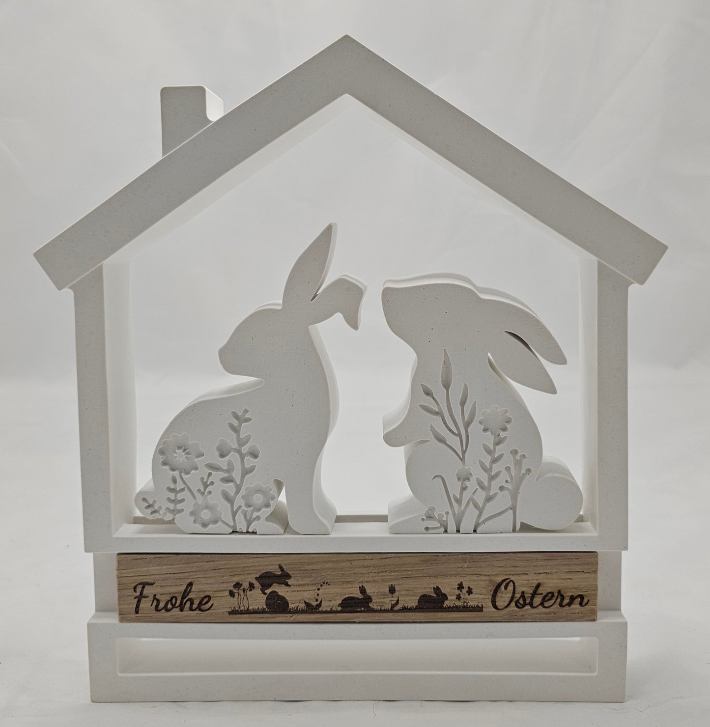 Haus "frohe Ostern" mit zwei entzückenden Hasen aus Raysin