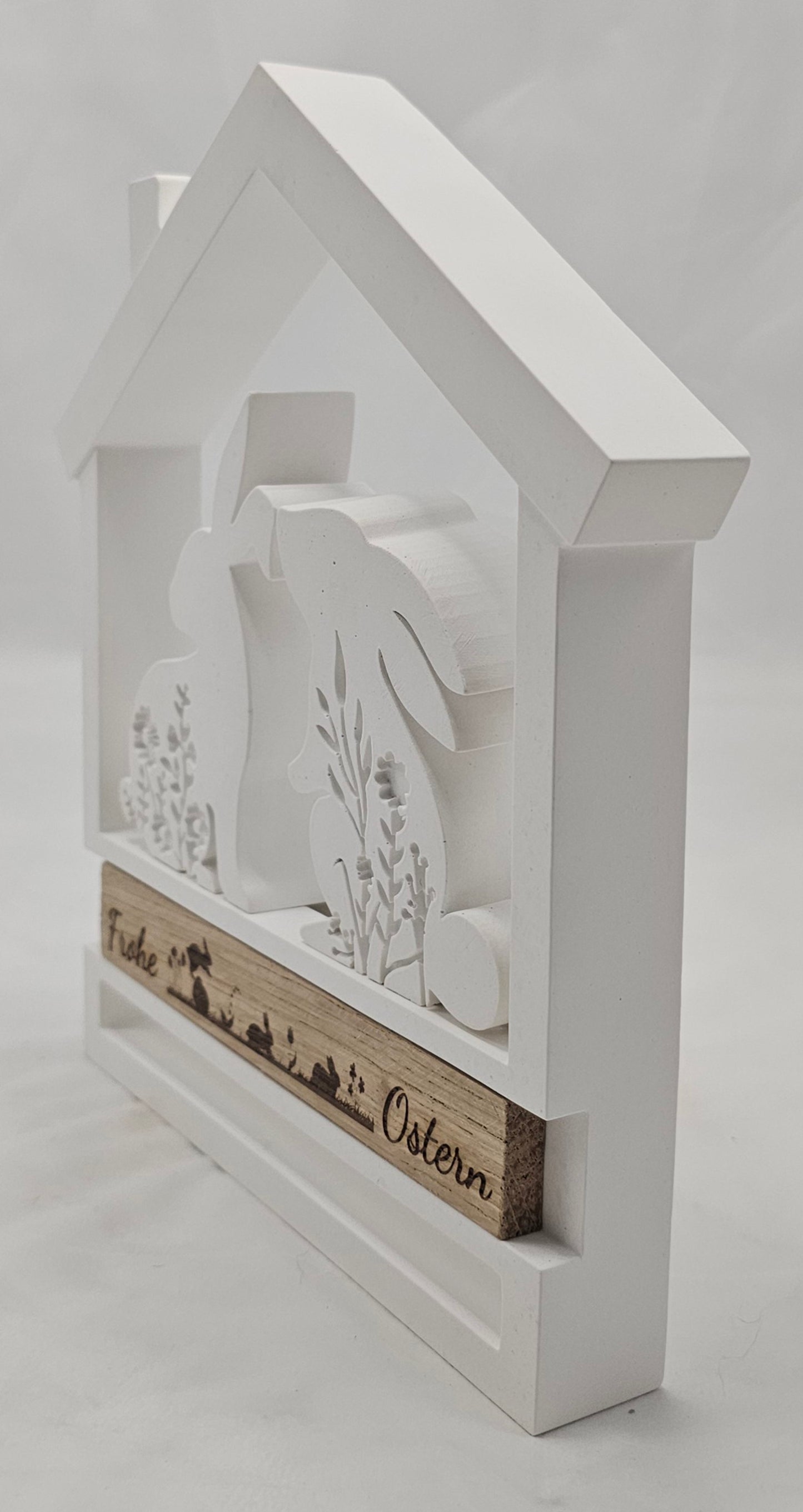 Haus "frohe Ostern" mit zwei entzückenden Hasen aus Raysin