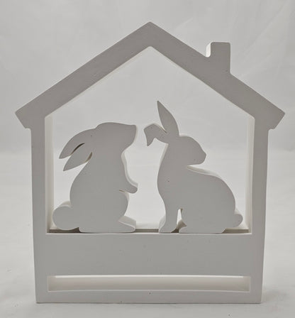 Haus "frohe Ostern" mit zwei entzückenden Hasen aus Raysin