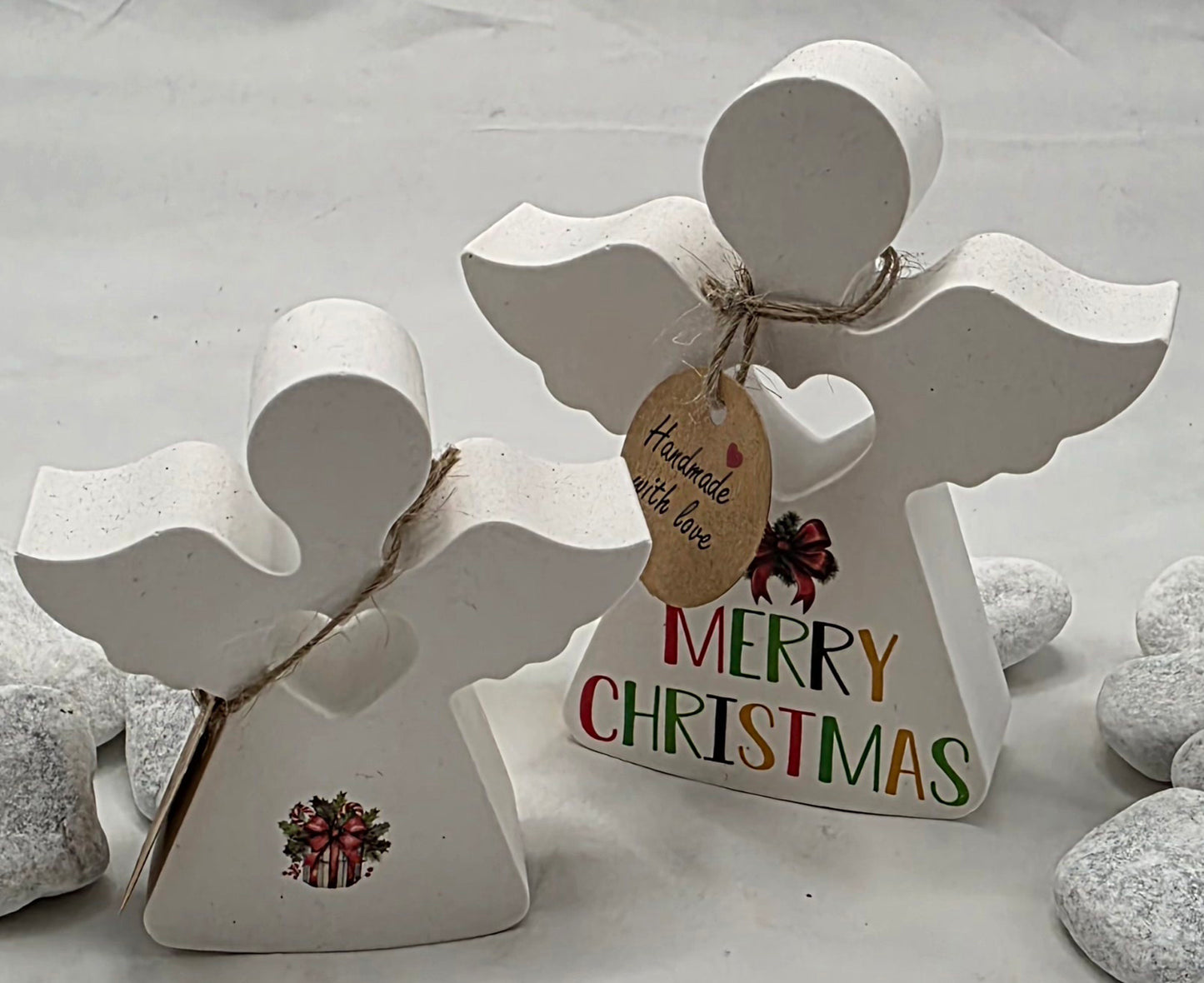 Engel im 2er Set aus Raysin mit Rub ons dekoriert