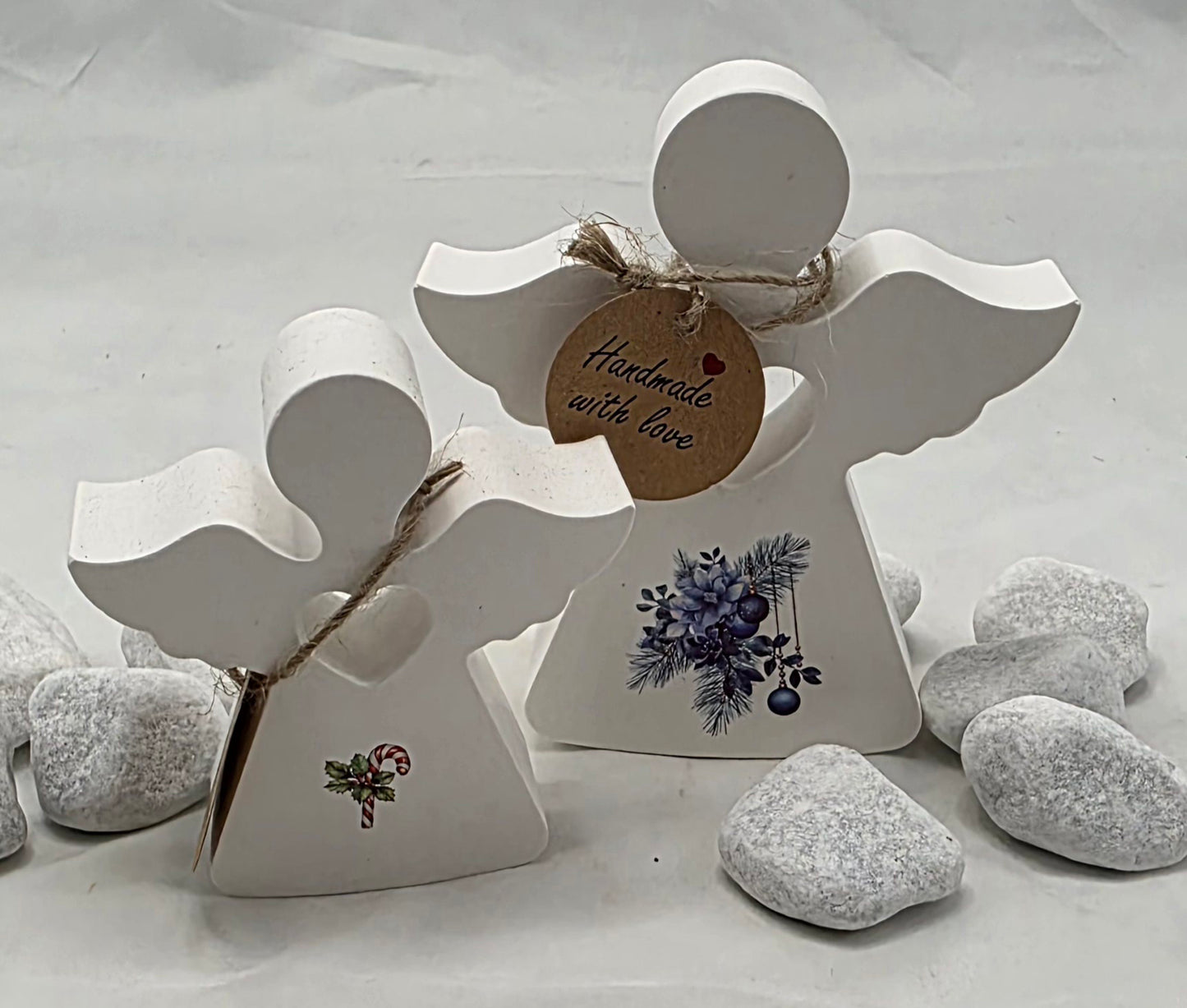 Engel im 2er Set aus Raysin mit Rub ons dekoriert