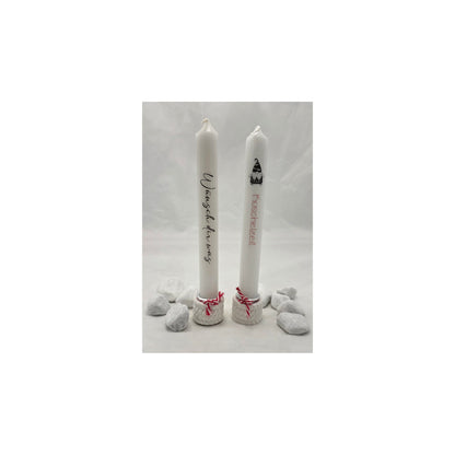 Stabkerzenhalter mit Stabkerze, Halter in Wolloptik oder Sternform