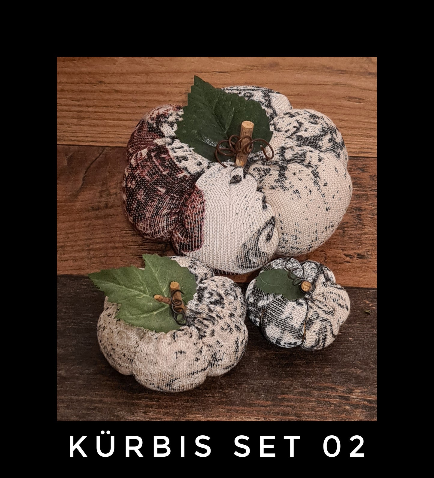 Kürbis im 3er Set, handgenäht im Landhausstil, Herbstdeko