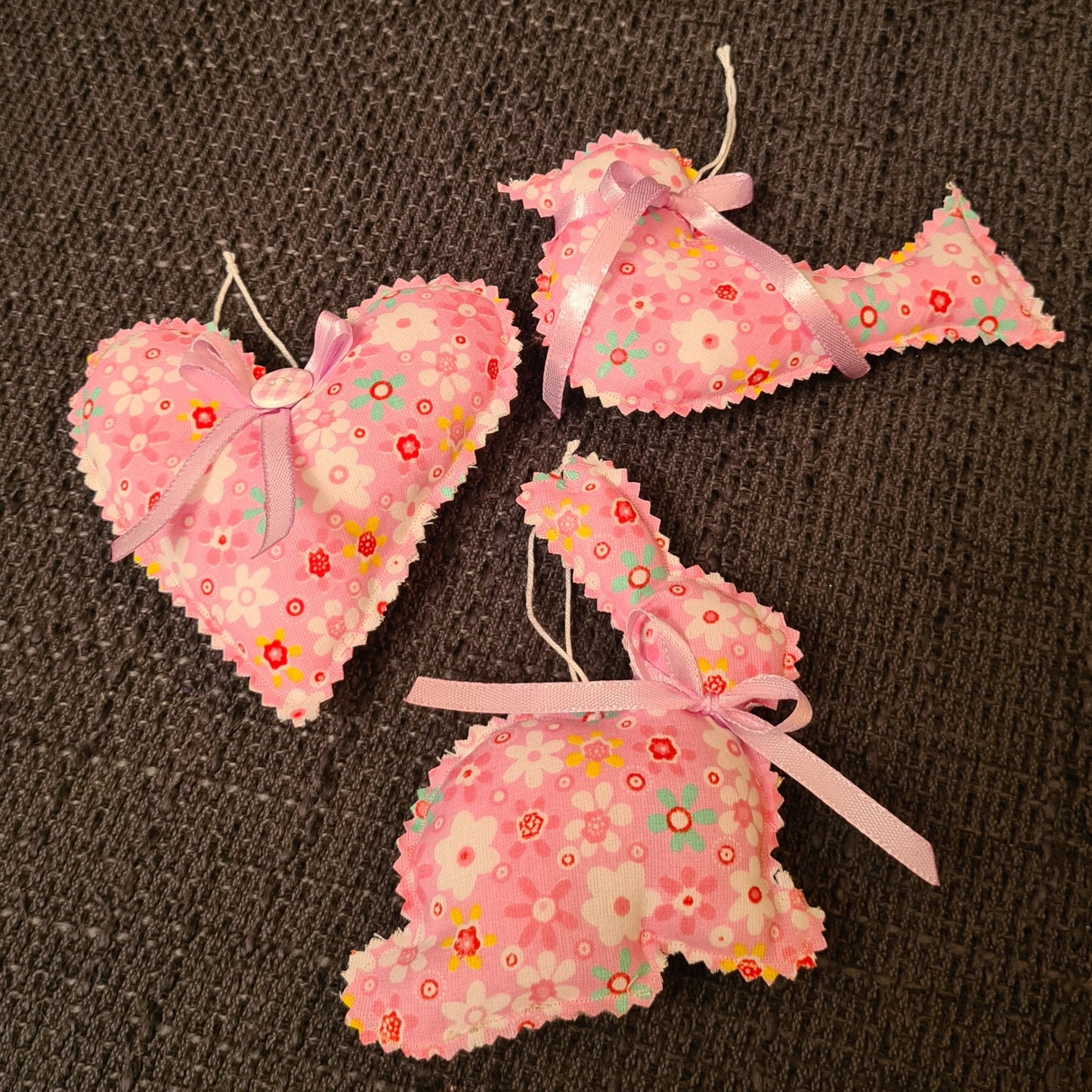 Frühlingsboten genäht im 3er Set ( Vogel, Hase, Herz)