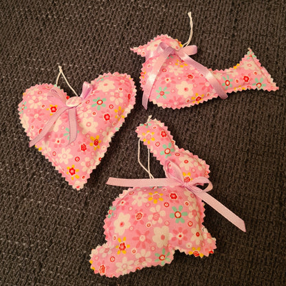 Frühlingsboten genäht im 3er Set ( Vogel, Hase, Herz)
