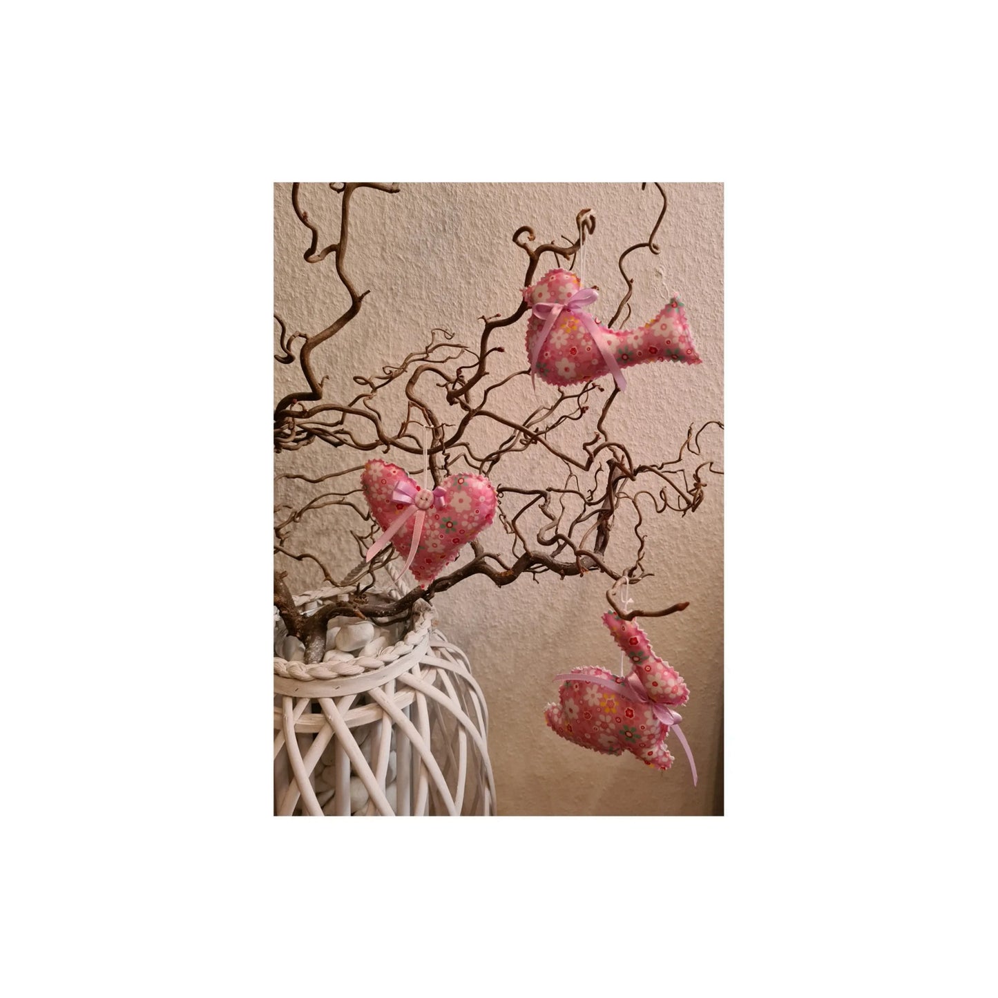 Frühlingsboten genäht im 3er Set ( Vogel, Hase, Herz)