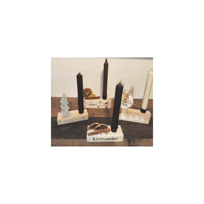 Kleine Kerzenhalter aus Holz, dekoriert und gespachtelt. Ideal als kleines Geschenk.