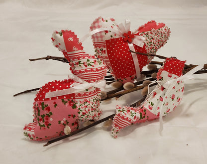 Frühlingsboten genäht im 3er Set ( Vogel, Hase, Herz)