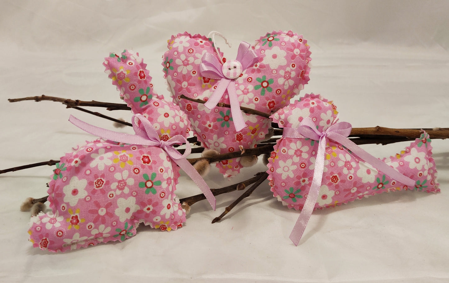 Frühlingsboten genäht im 3er Set ( Vogel, Hase, Herz)