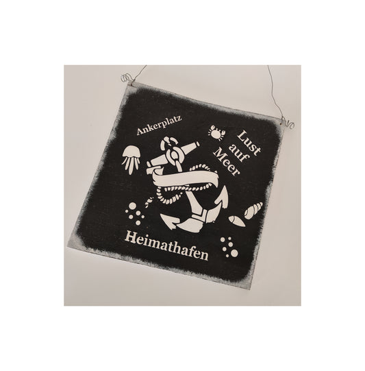 Holzschild, geschliffen, bemalt, gespachtelt, Sommer, Garten oder Pooldeko