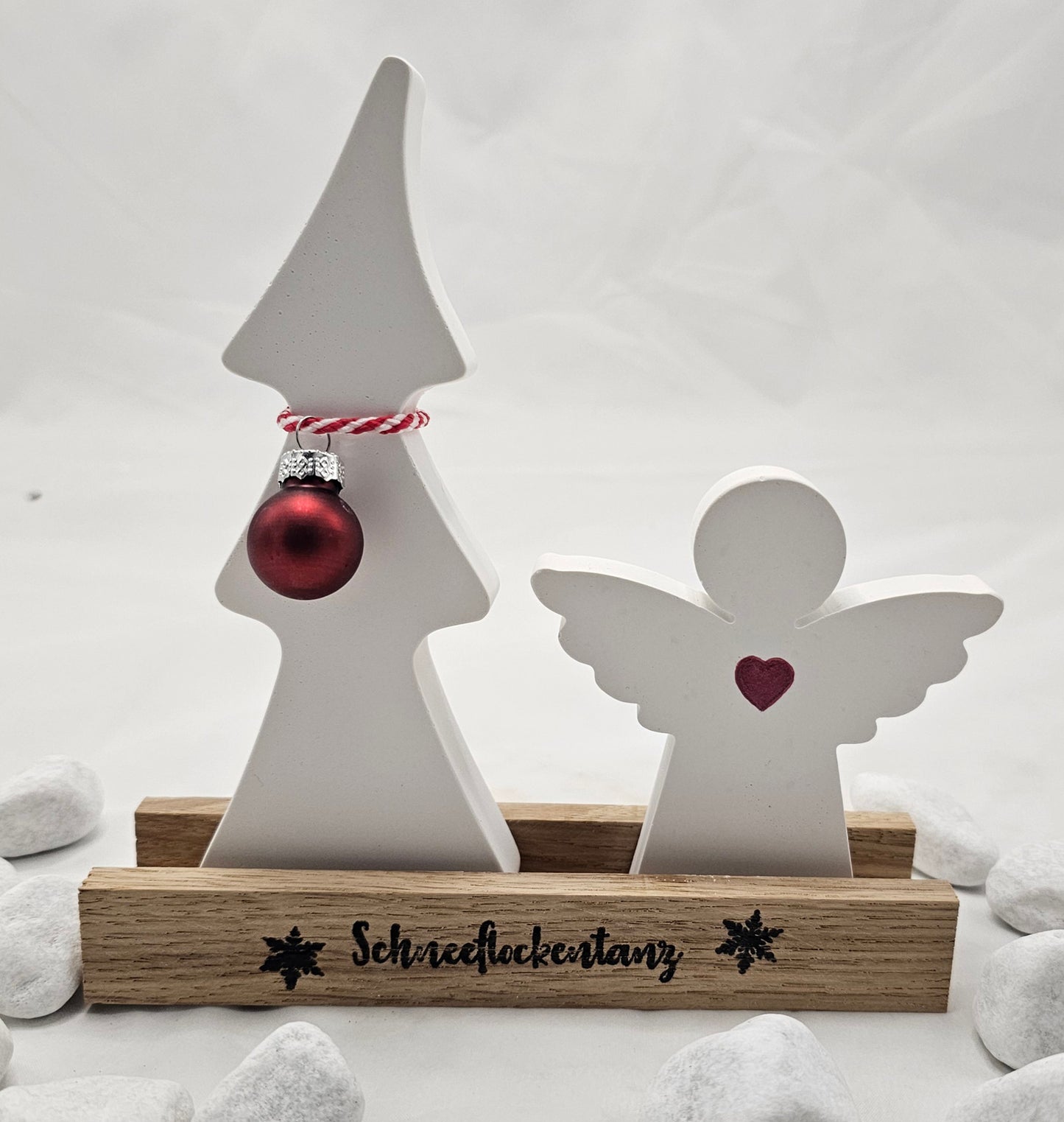 Geschenk Set "Schneeflockentanz", aus Raysin gegossen im Klötzchenständer.