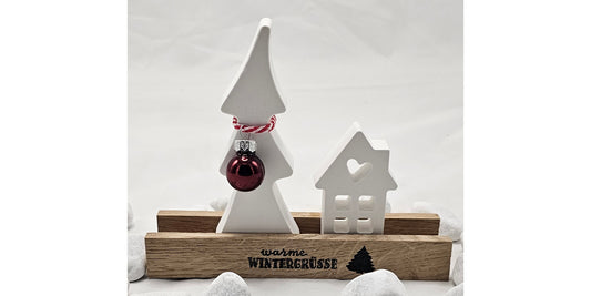 Geschenk Set "warme Wintergüße", aus Raysin gegossen im Klötzchenständer.