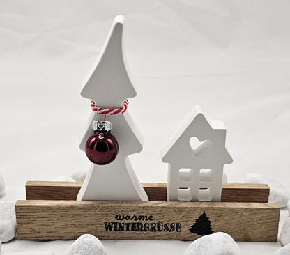 Geschenk Set "warme Wintergüße", aus Raysin gegossen im Klötzchenständer.